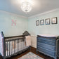 crystal semi flush chandelier in baby girls nursery room, kids nursery room