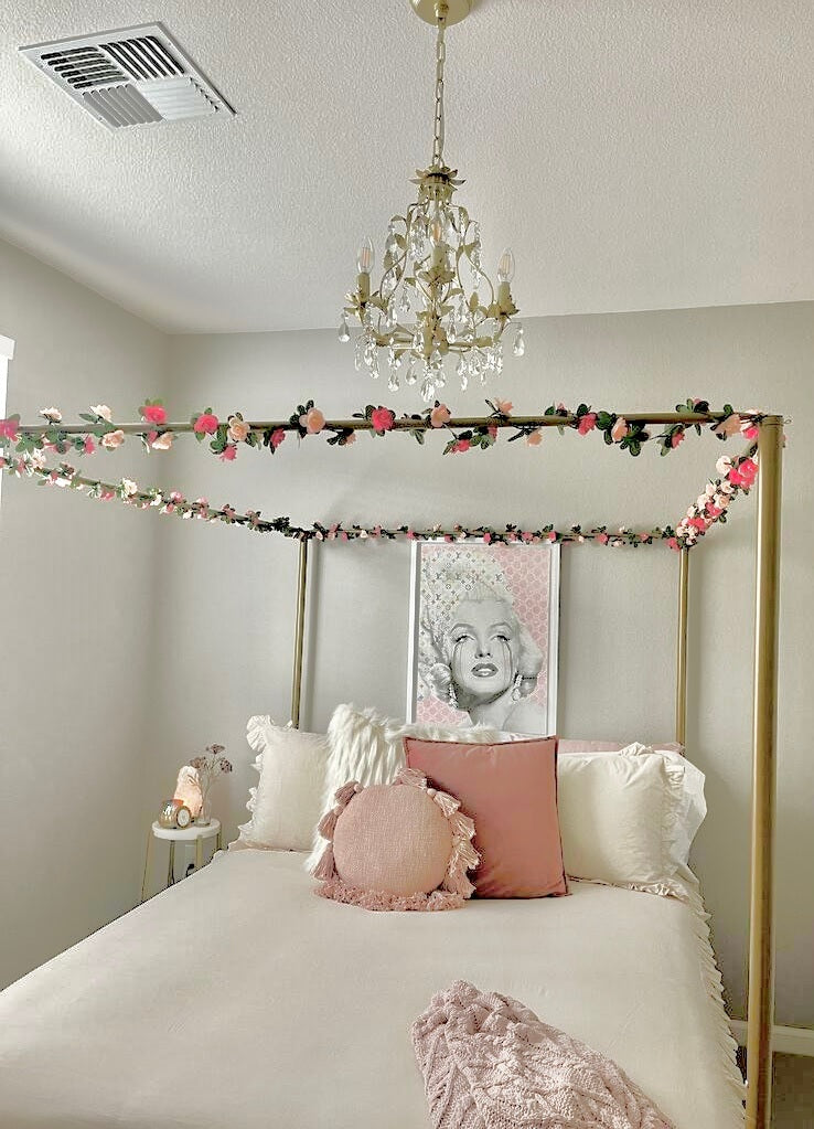 Gold chandelier with crystals, gold chandelier in bedroom