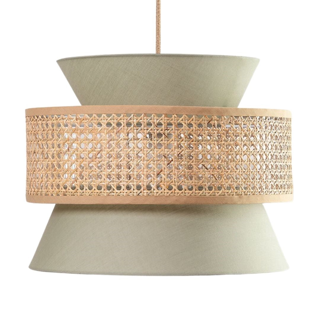 Maui rattan pendant light, rattan ceiling light, green rattan light