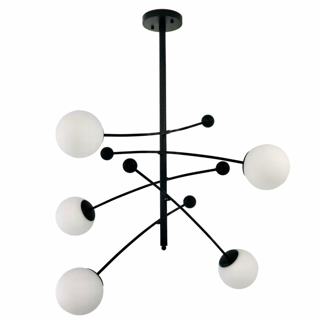 molecule chandelier, modern chandelier, dining room chandelier, black chandelier