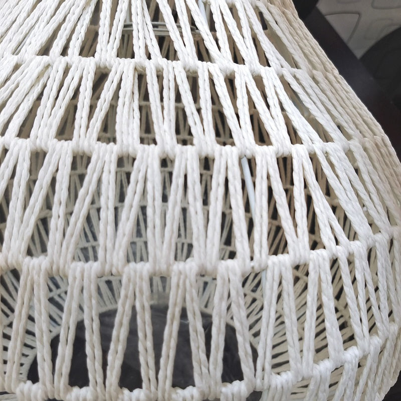 White string pendant light, handwoven lighting, beachy vibe lighting