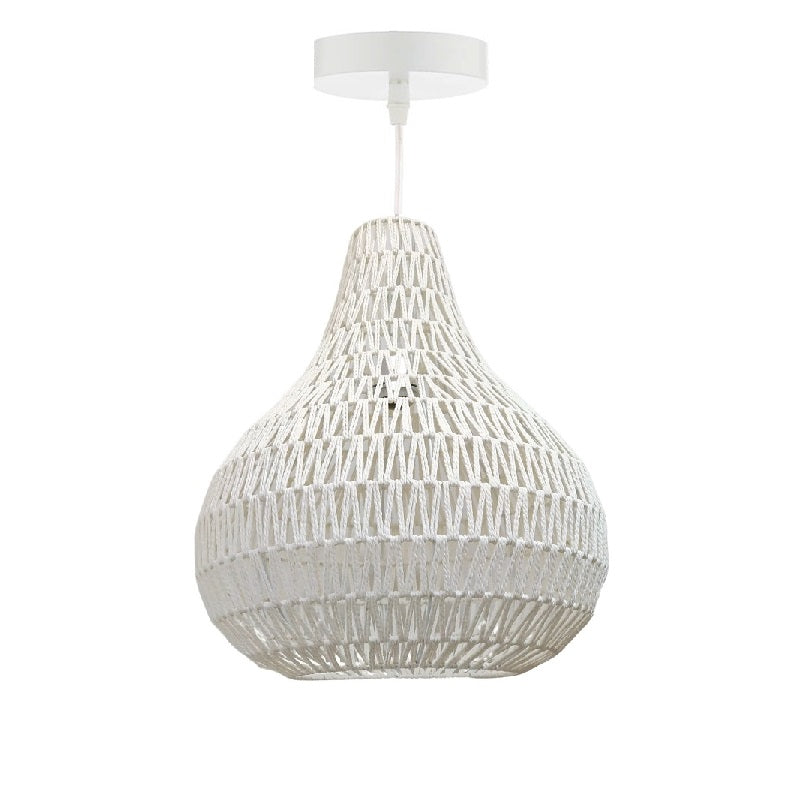 white pendant light, woven pendant light, white light fixture, white ceiling light, trending lighting, white woven light