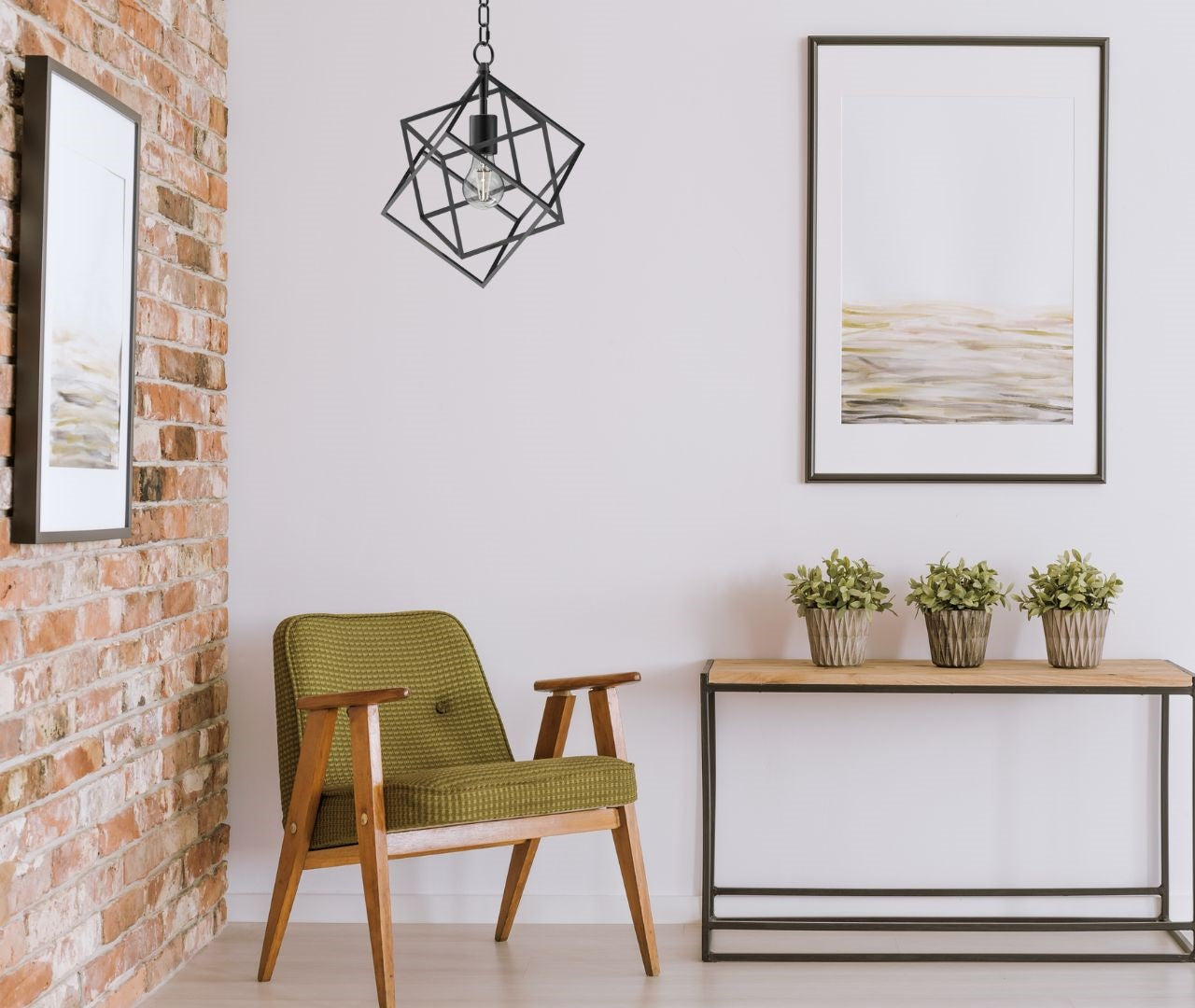 Geometric pendant light, black pendant light