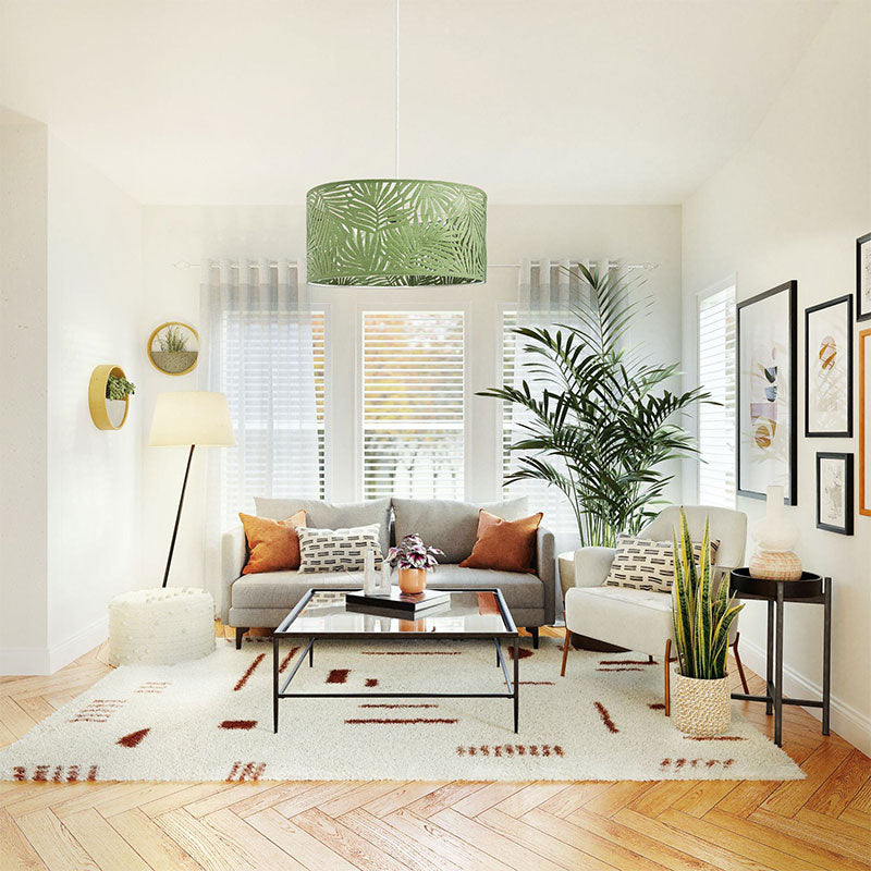 pendant light, fern light fixture, green ceiling light