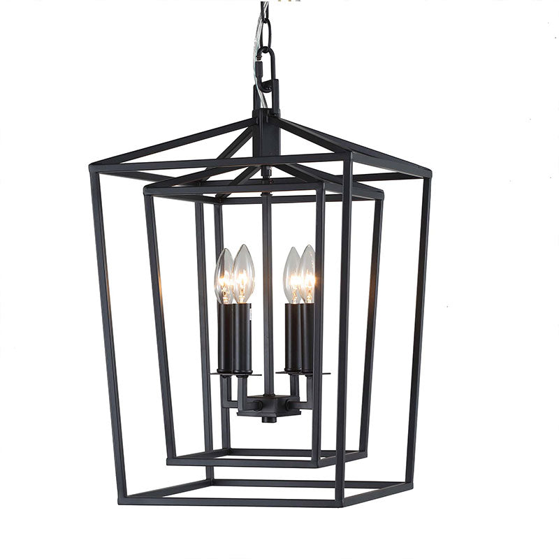 Black Lantern Chandelier, Black Lantern Light, Black Cage Chandelier