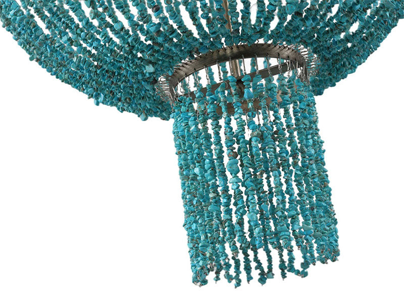 turquoise stone chandeier, large chandelier, 8 bulb chandelier 