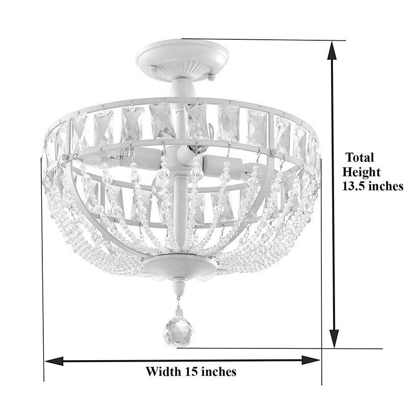 Art Deco Semi flush chandelier, crystal & iron light, Art Deco chandelier,