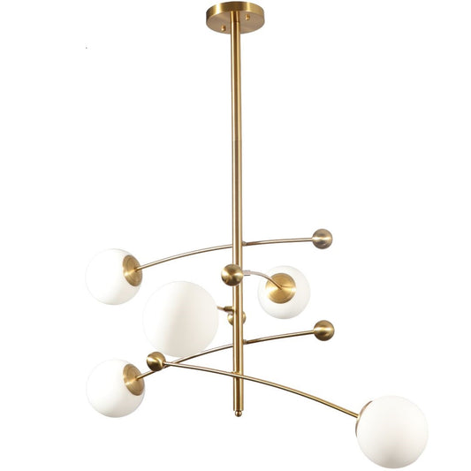 molecule chandelier in gold, gold chandelier, modern chandelier, dining room chandelier