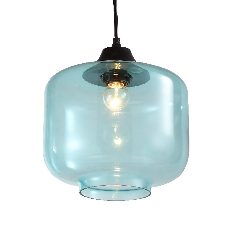 Blue glass pendant light