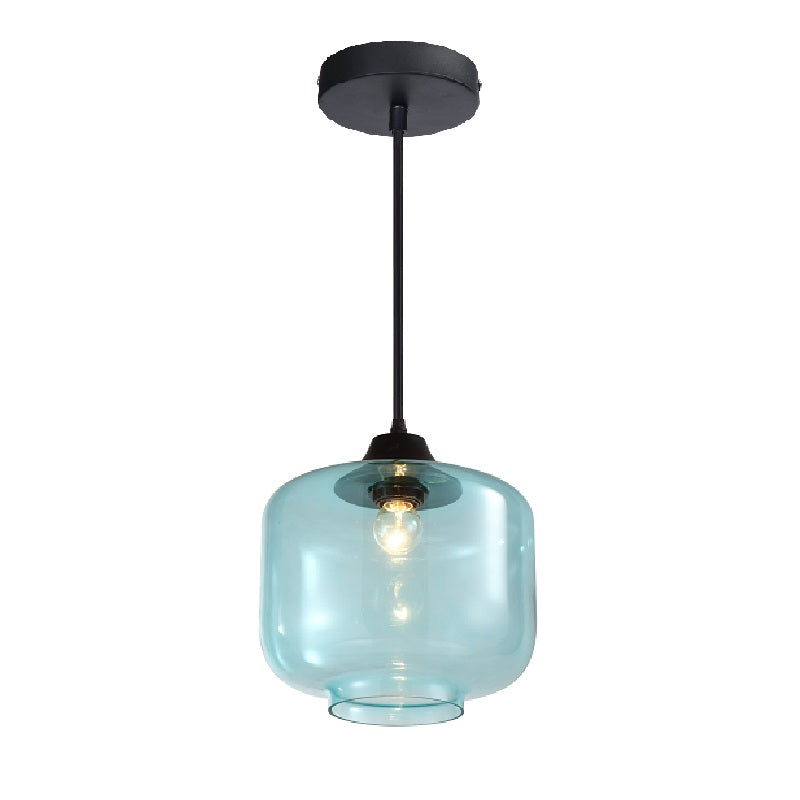 blue glass pentand light, glass pendant light