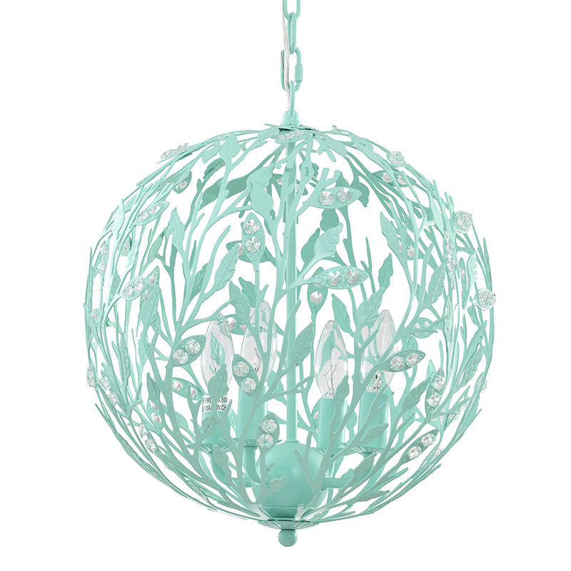 Turquoise globe chandelier, turquoise chandelier, round turquoise chandelier