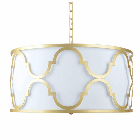 Gold and white drum chandelier, elegant chandelier