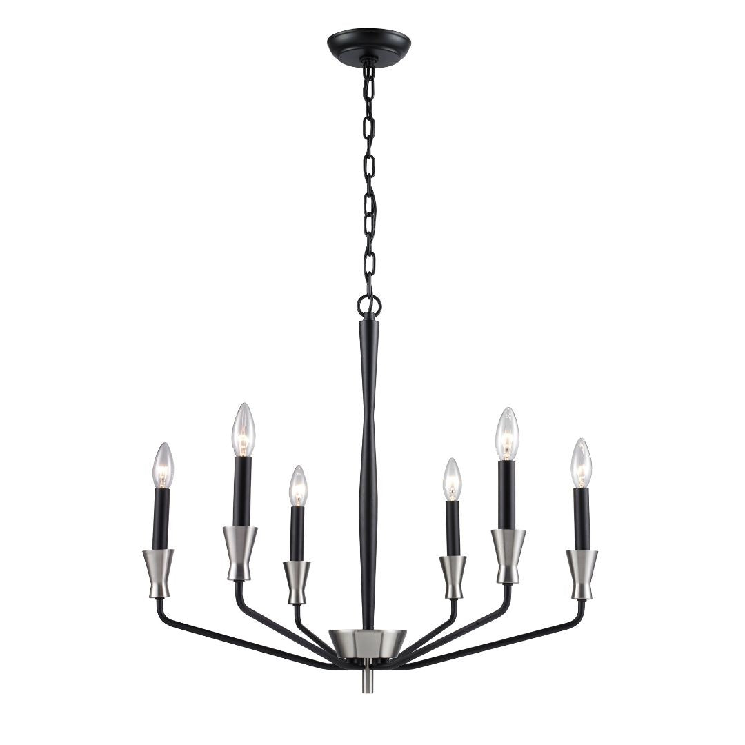 black & silver chandelier, iron danish chandelier, 6 arm chandelier
