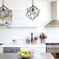 Kitchen island with black geometric pendant light, kitchen island lighting