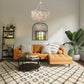 eclectic room with boho chandelier, coastal chandelier