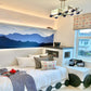 Kids room with train light fixture, train theme kids room with train chandelier