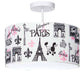 paris ceiling light, paris light fixture, kids lighting, girls bedroom light