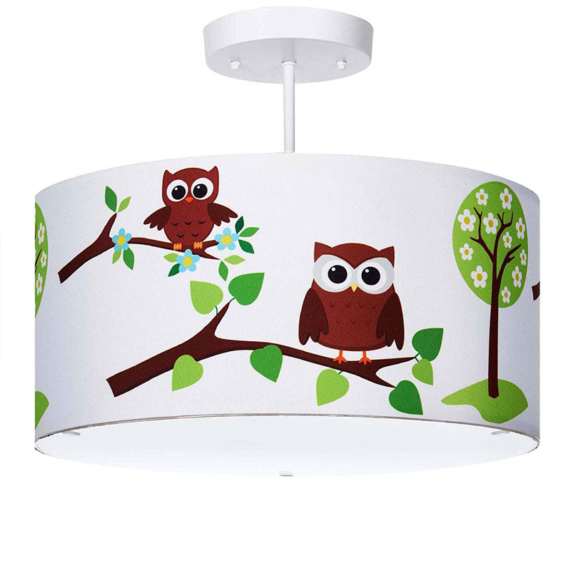 Owl ceiling light, owl drum light, owl light fixture, owl lamp, kids lighting, nursery lighting, childrens lights