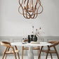 Modern dining room with geometric chandelier, modern dining chandelier