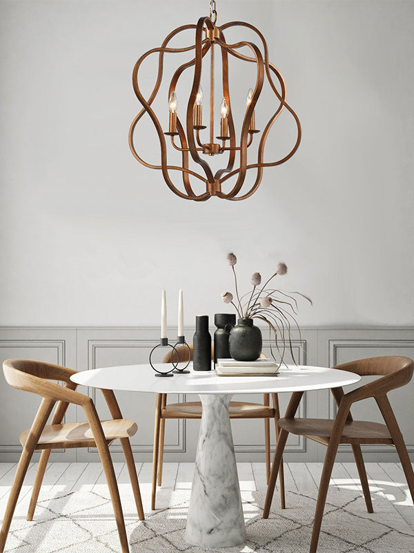 Modern dining room with geometric chandelier, modern dining chandelier