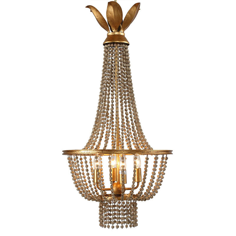 empire chandelier, antique gold chandelier, beaded ceiling light, beaded chandelier,