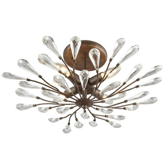 Ceiling Lights, crystal pendant lights, flush mount crystal lights, burnished bronze iron lights