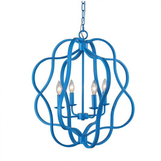 Magnolia Chandelier Cerulean Blue, Rattan Pendant Light, Kids Light Fixtures, nursery lighting, kids lighting