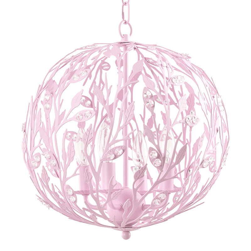 Pink globe chandelier, pink round chandelier
