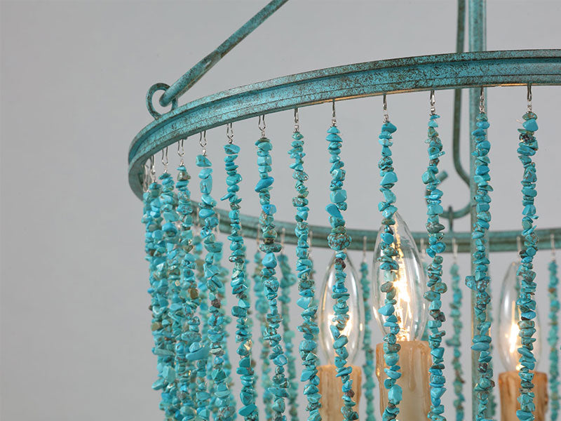 ceiling light, overhead lighting, turquoise beading empire, 