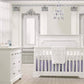 Purple nursery with crystal chandelier
