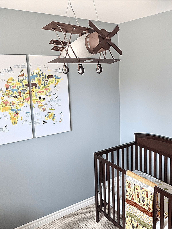 nursery ceiling light, transportation light, boys nursery lighting, old fashioned airplane light