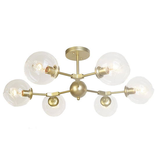 Linear ceiling light, linear chandelier, molecule light fixture, gold light fixture