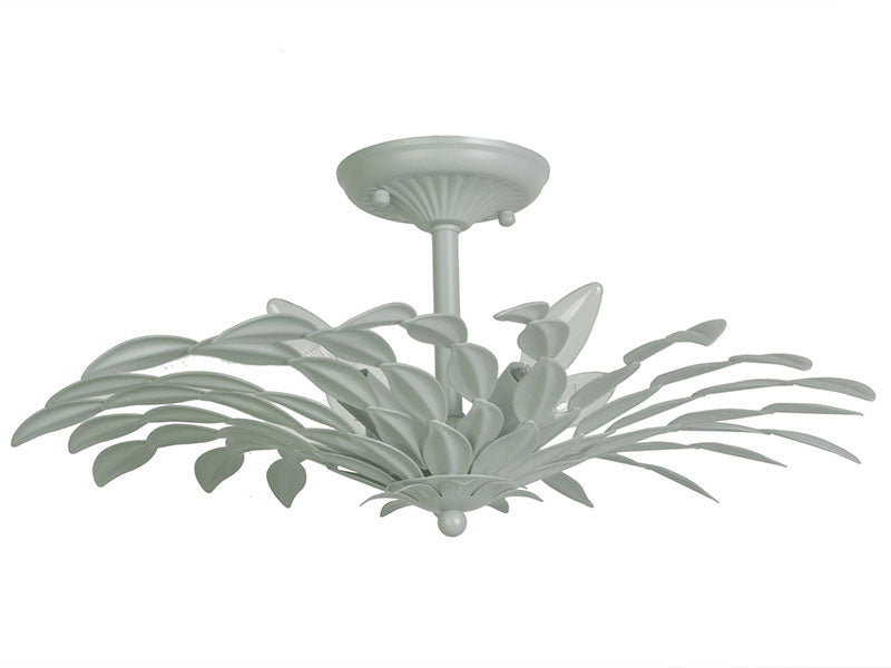 Iron semi-flush light, green metal light, modern traditional light, leves light