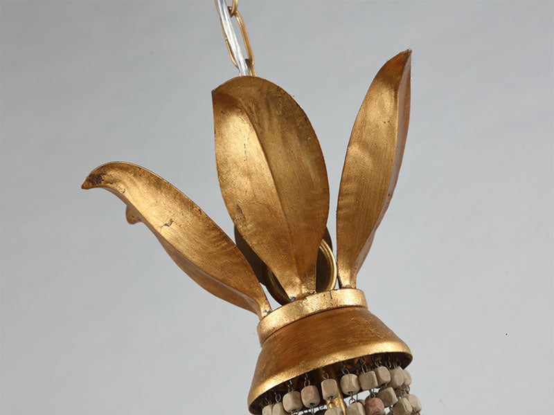 Antique gold chandelier, Gold leaf emblishment, leaf crown