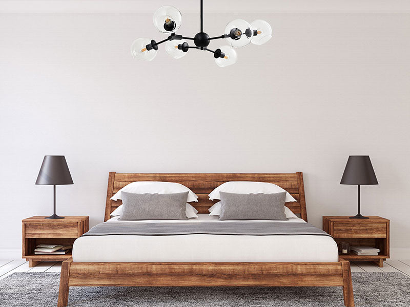 linear molecule light in bedroom, black linear light in bedroom
