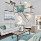 Empire chandelier, living room decor, turquoise bead light,