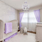 Nursery room with purple chandelier