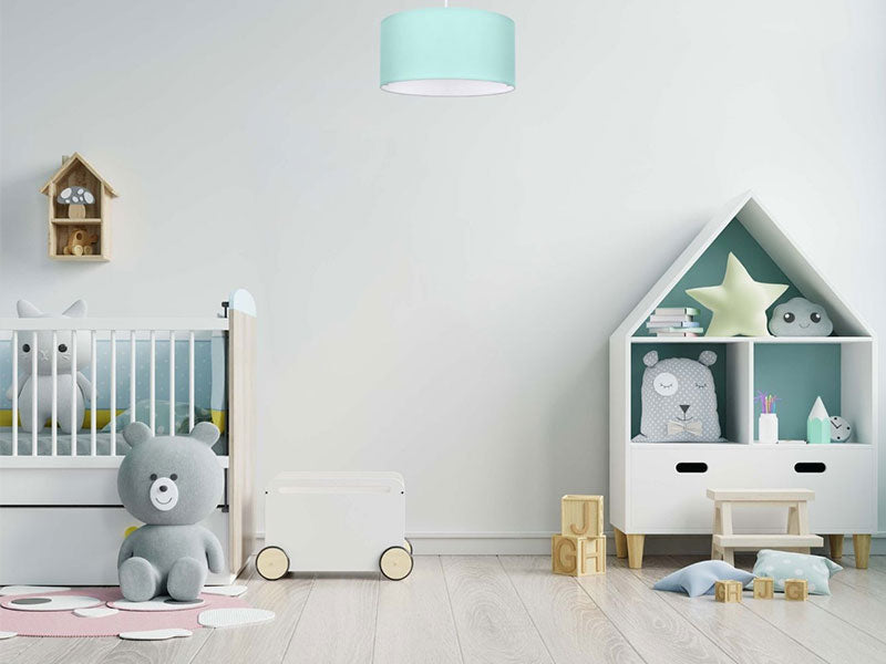 turquoise nursery light in kids room