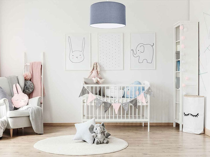 nursery room with grey ceiling light